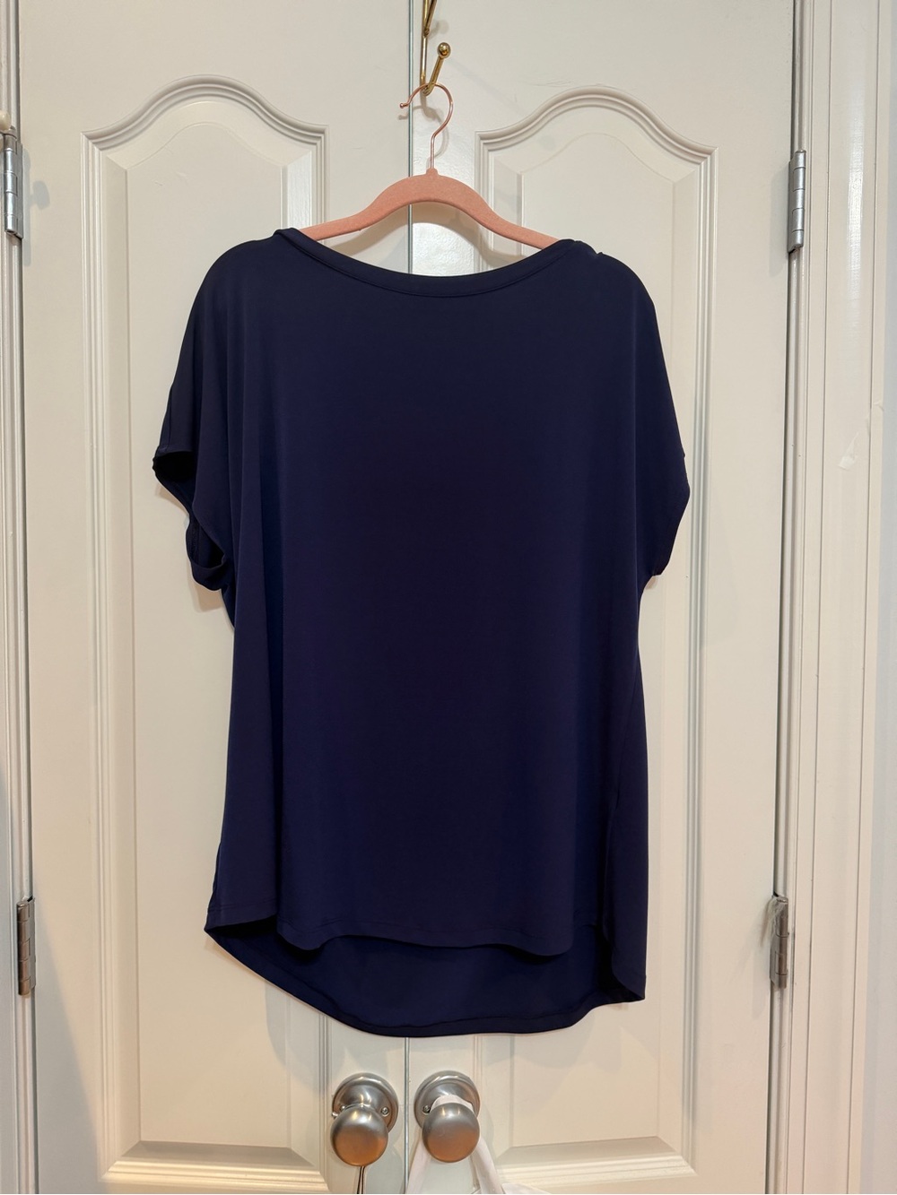 Chico's Midnight Navy Short-Sleeve Draped Top